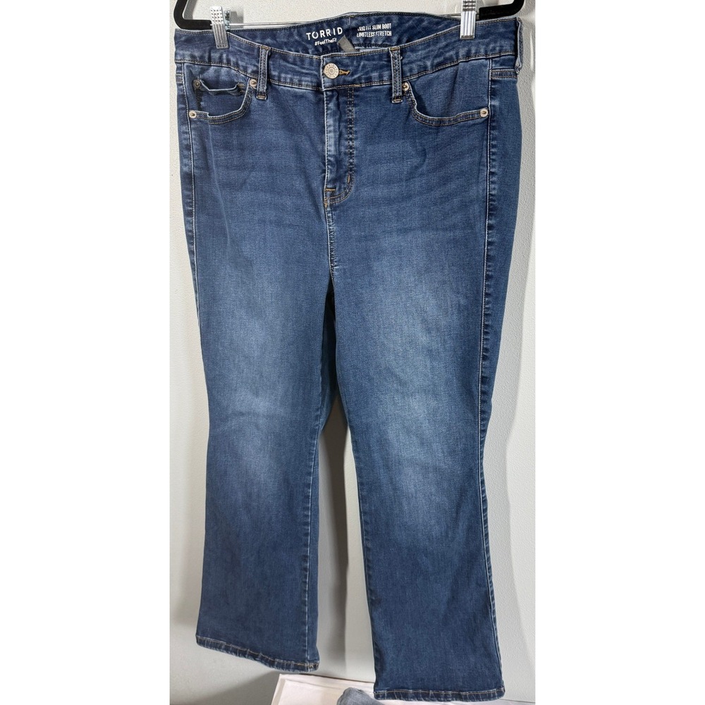 Torrid Jeans Mid Rise Trio Fit Slim Boot Limitless Stretch Sizes 16-20R Everyday